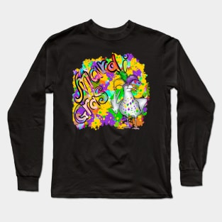 Mardi Gras - Colorful Graffiti Seagull Bird Long Sleeve T-Shirt